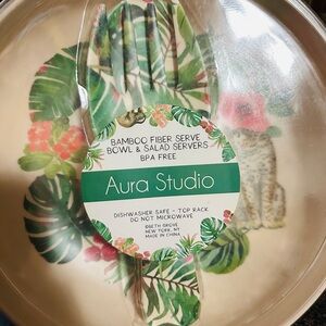 Aura Studio Tropical Leaf Bamboo Bowl Set